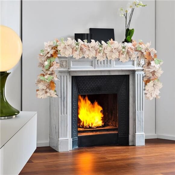 2 Pack Fall Leaves Garlands, 6Ft Autumn Leaves Decor with Pumpkins for Home - Picture 6 of 7